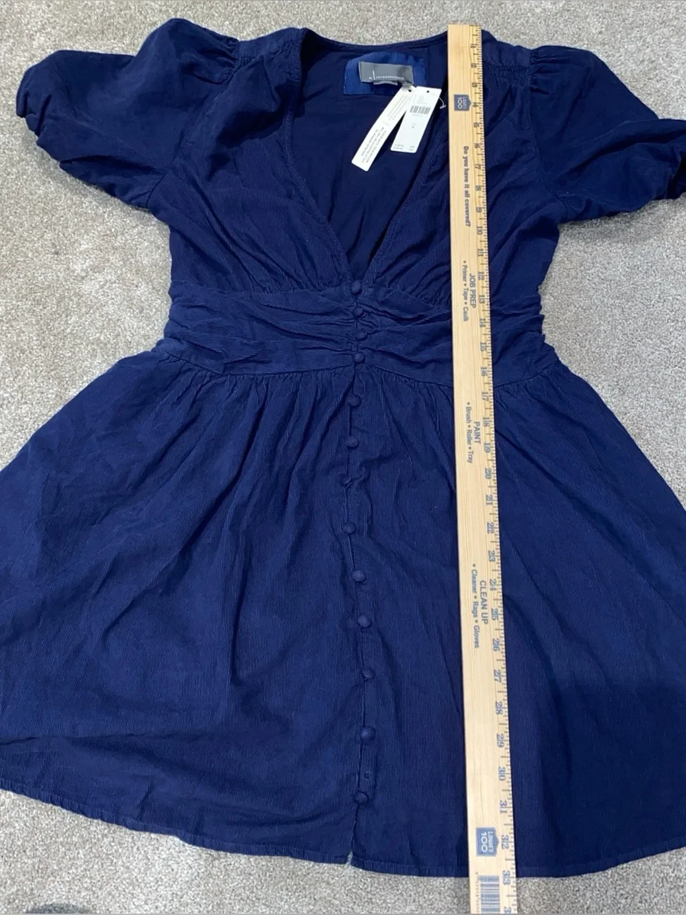 NWT Anthropologie The Katerina Button Front‎ Mini Dress Size M Corduroy Navy